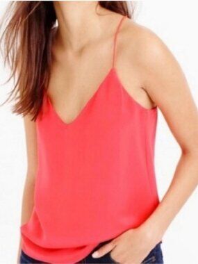 J. Crew Silk Carrie Cami in Bright Watermelon, Size 2